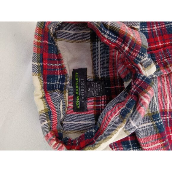 Mens John Bartlett Button Up Red White Blue Shirt Size M Medium Long Sleeves - Picture 2 of 3
